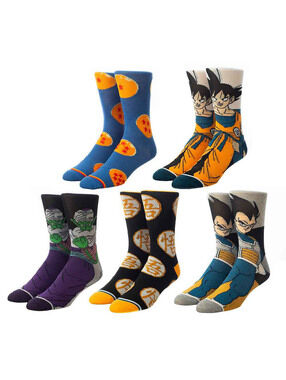 Bioworld Dragon Ball Z Character 5 Pair Crew Socks